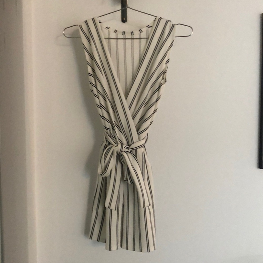 Black and white striped romper